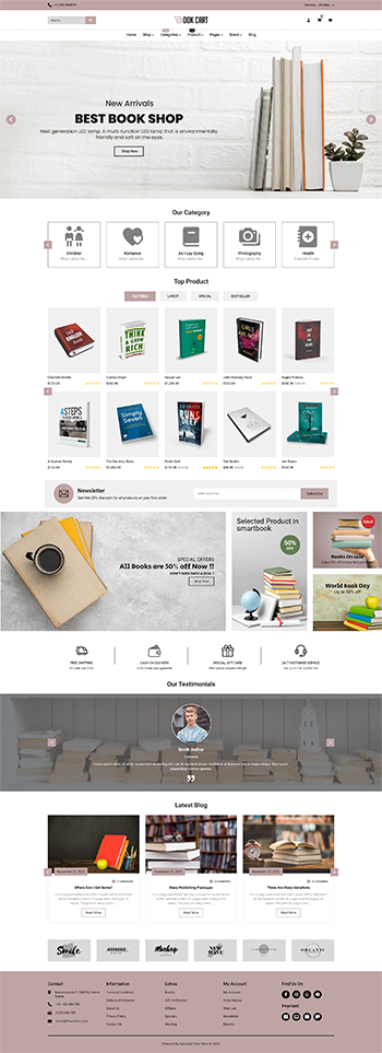 Opencart Book Cart OpenCart 4.0.1.1 Theme for Online Booksellers