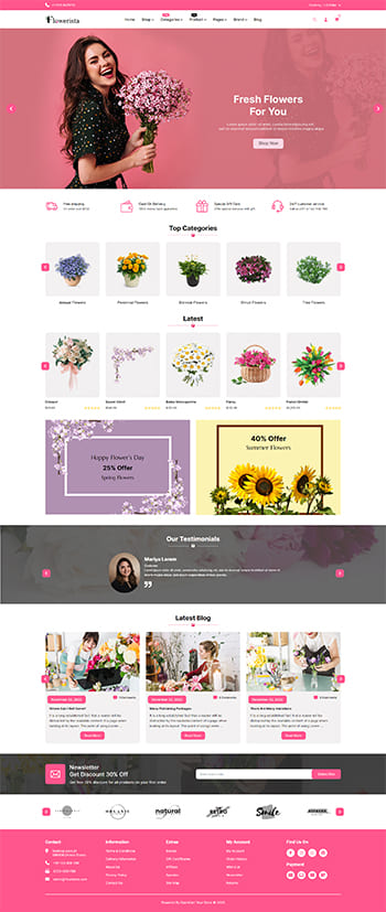 Opencart template to Sell Flower And Boutique Ecommerce Stores